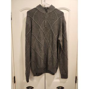 MEN'S SZ L CHAPS CABLE KNIT MOCK NECK 1/4 ZIP LONG SLEEVE WARM PULL OVER PREPPY